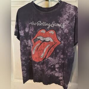 The Rolling Stones Purple tie dye band T shirt Short Sleeve Tee Shirt Medium